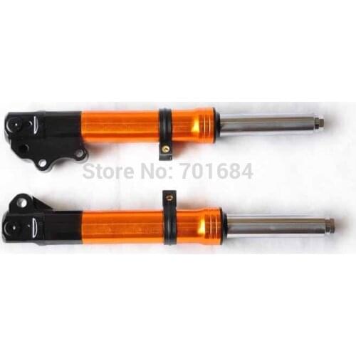 For Top Excellent 370mm Strut Autobike Universal Shock Absorbers Front Head Set Yellow A Pair [JW386]