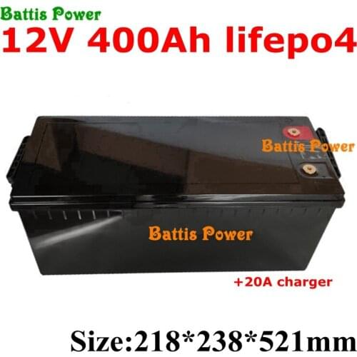 Waterproof 12.8V 12V 400AH Lifepo4 lithium battery for Golf Carts power supply EV Solar Storage inverter boat + 20A charger