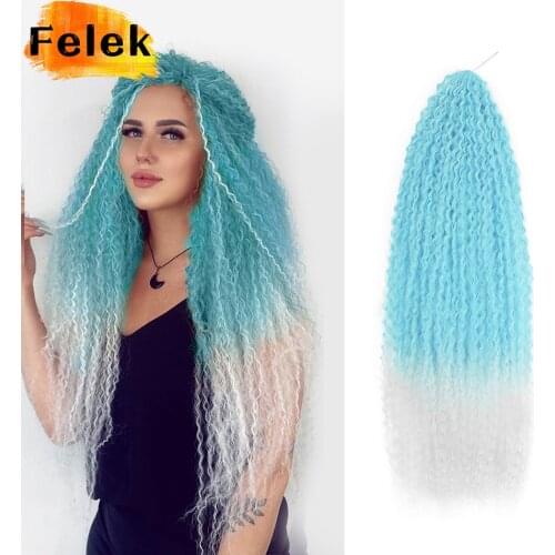 Crochet Hair Afro Curls Braiding Hair Extensions Synthetic African Braided Hair For Braids Kinky Curly Soft Ombre Pink Purple