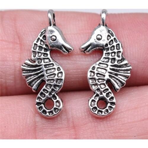 WYSIWYG 10pcs 23x11mm DIY Seahorse Pendant For Jewelry Making Antique Gold Seahorse Pendants Charm Pendant Seahorse