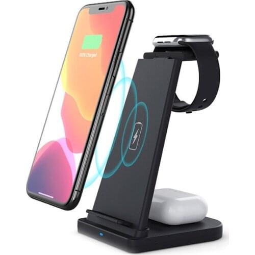 3 in 1 Wireless Charger Dock Station Qi 15W Fast Wireless Charging Stand for iPhone 12 11 Samsung AirPods Pro Apple Watch 6 5 4
