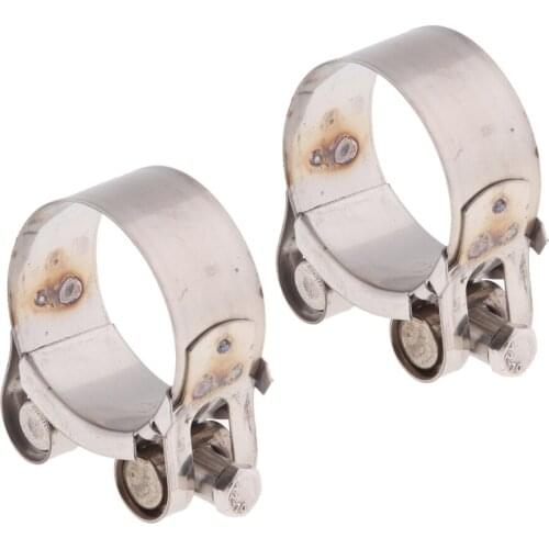 2pcs Motorcycle Exhaust Pipe Clamps Reolacement, Fit Size 44-47mm/1.73-1.85 inch, Silver