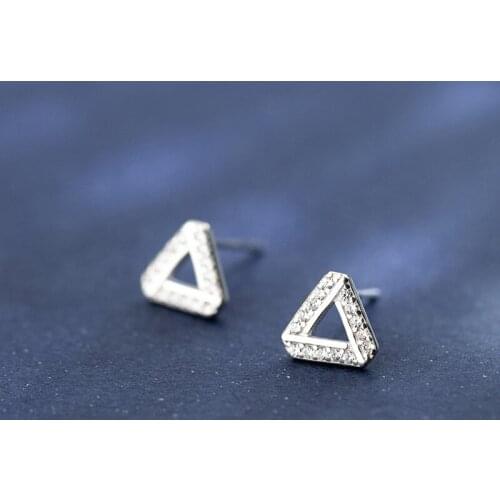 MloveAcc Original Fashion 100% 925 Sterling Silver Freestyle Triangle Stud Earrings for Women Fine S925 Brand Jewelry Gift