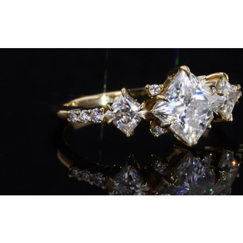 Fancy 14K DEF Test Positive VS Moissanite Gemstone Romantic Engagement Moissanite Wedding Ring for Women