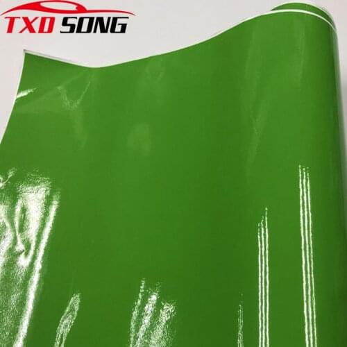 10/20/30/40/50*152CM Green Glossy Vinyl Film Gloss Green Car Wrap Foil Sticker With Air Bubble Free Motorcycle Car Wrapping