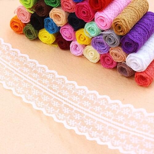 10 Yards Beautiful Lace Ribbon 45MM wide Lace Trim Fabric DIY Embroidered White lace trimmings for sewing accessories Decoration