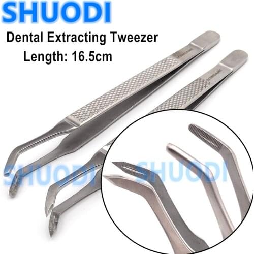 2 pcs Dental Extraction Tweezer Root Splinter Forcep Root Tip Pick Tweezers Dental Surgical Extracting Instrument Tool