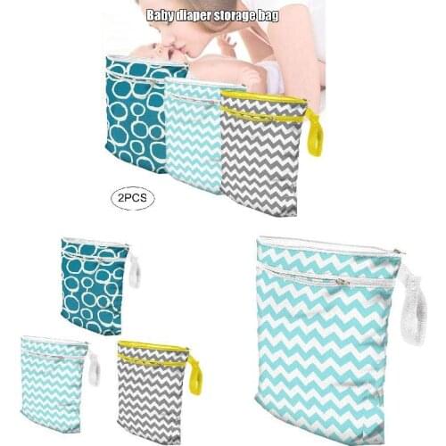 2020 2Pcs Baby Diaper Storage Bag Diaper Bag Double Zipper Waterproof Bag Cute Bag for Shopping Travel