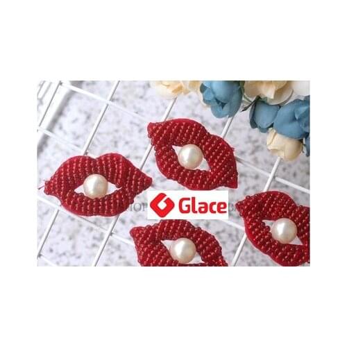 GLace 5pcs beads diamond rhinestone crystal jewelry accessories heart eyes lips pearl skull smiley cloth stickers badge TX137