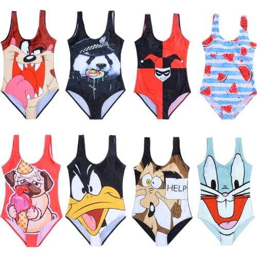 Push Up Bikini 2019 Women One Piece Swimsuit Cartoon Monokini Thong High Waist Bathing Suit Women One Piece Plus Size Swimwear