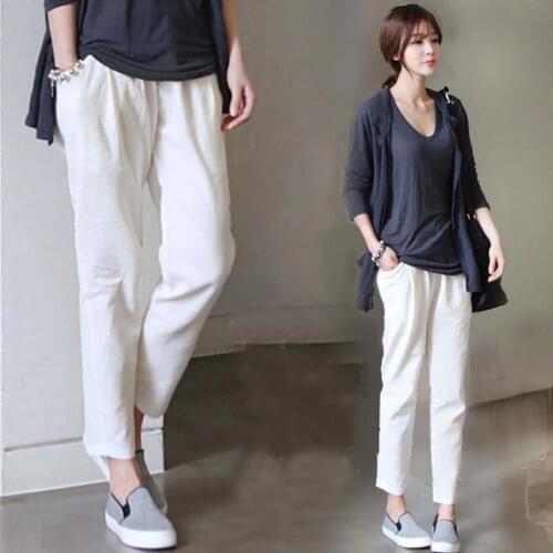 Elastic waist Cotton Maternity Pants Maternity Bloomers Leisure for Pregnant Women Pants Belly Loose Maternity Trousers