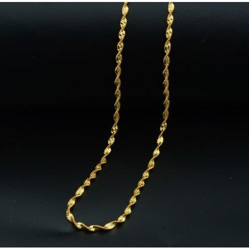 1pcs Mens Women Smart Jewelry Pendant Chains Yellow Gold Color Necklace Chains 45cm 60cm