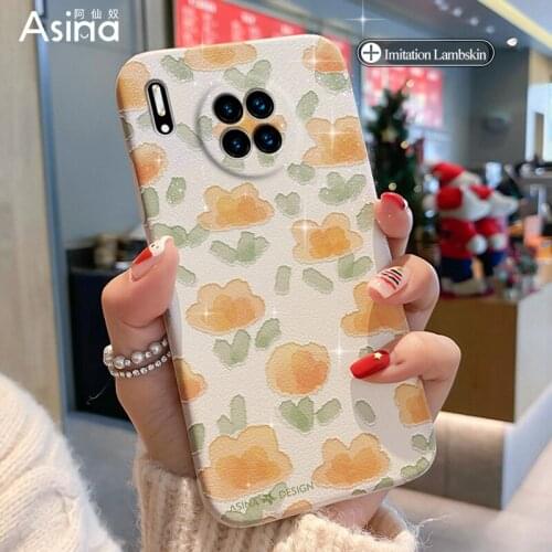 ASINA Imitation Lambskin Case For Huawei Mate 40 30 Pro Silicone Edge Cute Cover For Huawei Honor 30 Pro Flower Bumper Capa