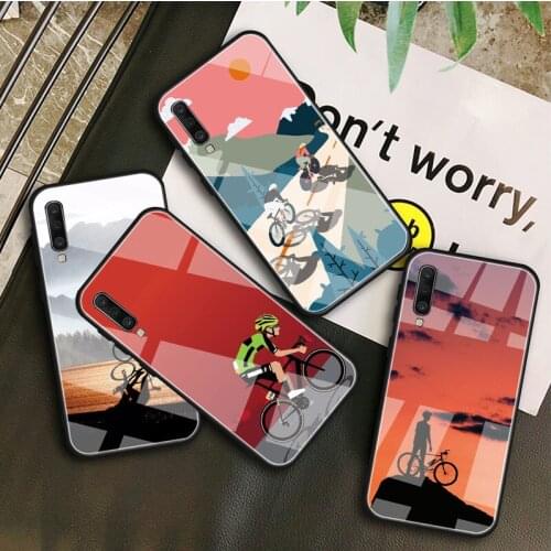 BIKE CYCLING art Tempered Glass Case For Samsung Galaxy A 10S 10E 20S 20E 30S 40 50S 60 70 80 90 6 7 8 Shell