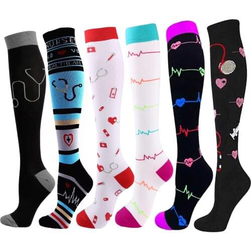 New Compression Stockings Unisex Knee High Socks Fit Medical Edema Diabetes Varicose Veins, Running Men Women Compression Socks