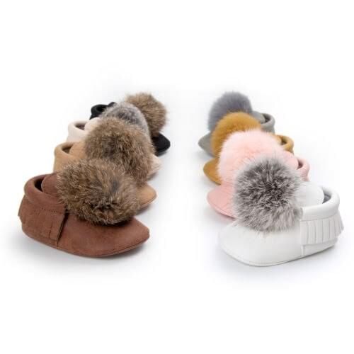 Baby Shoes Autumn Winter Cute Hair Ball Crib Wool Toddler Breathable Shoes First Walker