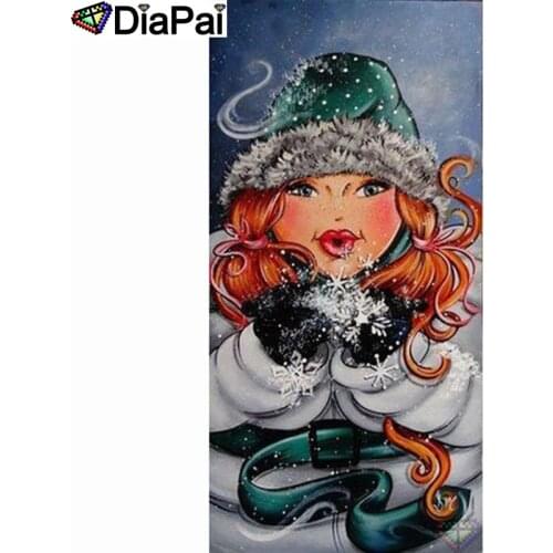 DIAPAI Diamond Painting 5D DIY 100% Full Square/Round Drill "Beauty hat snow" Diamond Embroidery Cross Stitch 3D Decor A21255