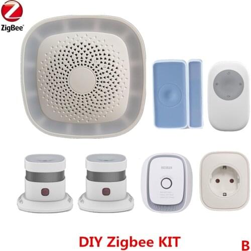 DIY Zigbee Wifi Alarm Security Burglar Alarm Automation Control Alarm System with smoke detector and Power socket