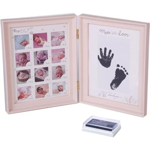Newborn Baby Hand Foot Ink Pad Print Infants Full Moon Age Growth Photo Frame