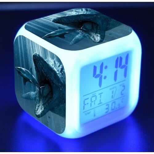 Jurassic World Cartoon Alarm Clock Kids Toys Led Reloj Despertador Light Table Digital Clock Electronic Wake Up Reveil Wekker