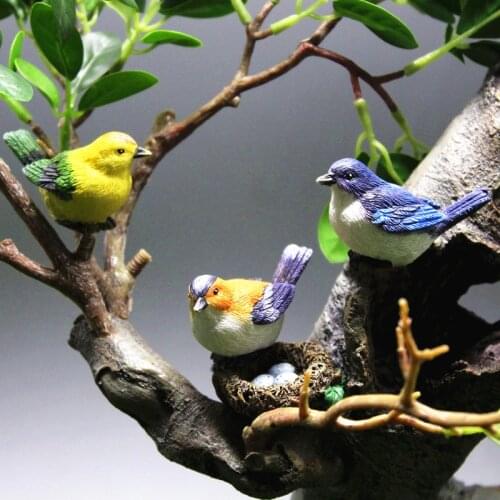 Bird resin foreign trade crafts cute simulation birds nest garden bonsai decoration accessories bird eggs micro landscape ornam