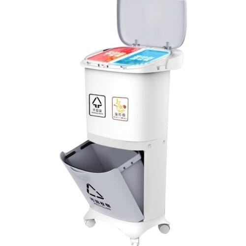 New Home 1/2/3 Layer Classification Trash Bin Kitchen Plastic Dustbin Wet and Dry Recycle Stacked Sorting Rubbish Can With Wheel