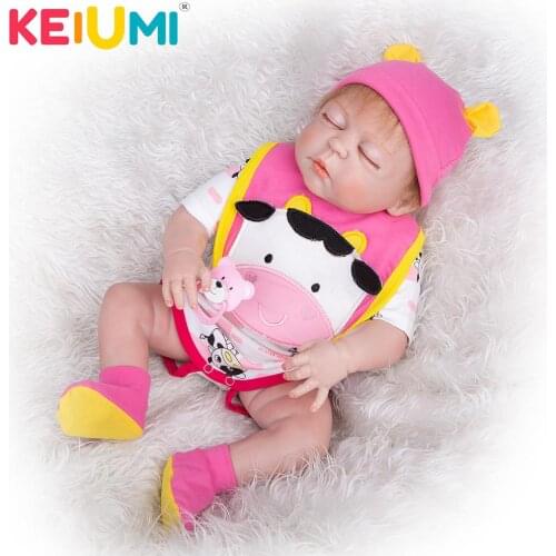 KEIUMI 23 Inch Reborn Baby Doll With Closed Eyes Full Vinyl Body Newborn Doll Girl Reborn Boneca Kid Birthday Christmas Gift