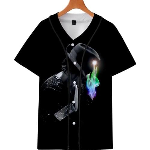 Michael Jackson 3D Short Sleeve Baseball Uniform Men/Women Casual Jacket Boys/girls Clothes Male Hip Hop Fashion Clothing Tops