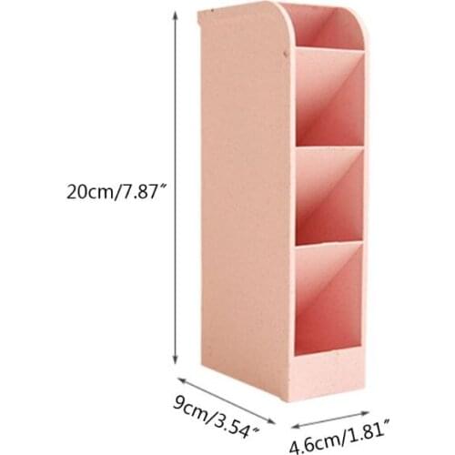 Multi-function 4 Grid Desktop Pen Holder Office School Storage Case Box Wheat Straw Desk Pencil Organizer Stationery P9YA