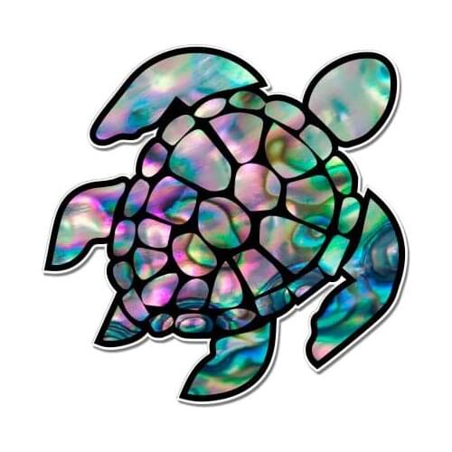 Sea Turtle Natural Shell Pearl Texture Green Purple - Vinyl Sticker Waterproof Decal