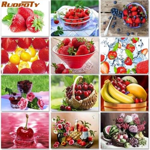 RUOPOTY DIY Paint By Number kits Fruit Pictures By Numbers Colouring HandPainted Oil Painting Home Decor Unique Gift Wall Art
