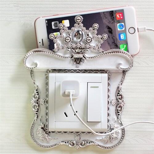 New rose bud ribbon mobile phone charging switch sticker DIY decoration golden living room decoration wall sticker switch cover