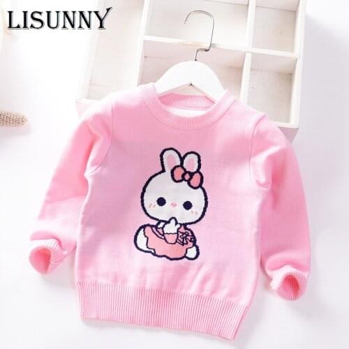 Autumn Winter 2021 Baby Girls Sweater Jumper Cartoon Rabbit Children Knitted Clothes Kids Pullover Lolita Style Toddler Sweaters