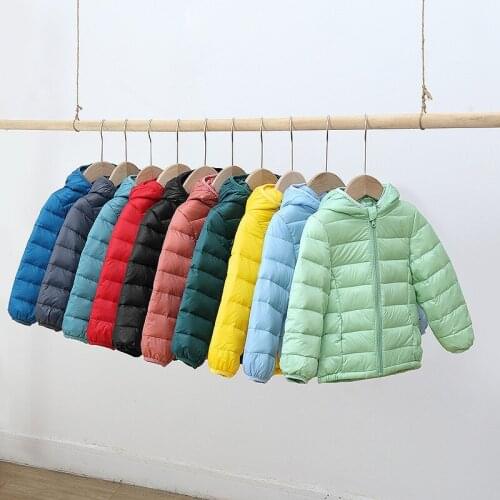 Autumn Winter Hooded Children Kid Down Jackets For Girls Boys Candy Color Warm Kids Down Coats 2-9 Years Outerwear Clothes