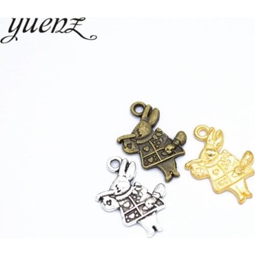 YuenZ 40pcs Antique silver color rabbit Charms Pendant jewelry findings for DIY Fit Necklace Accessories,Zinc Alloy D9196
