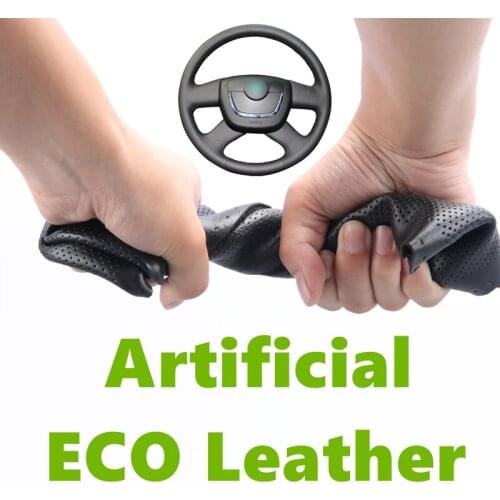 Hand stitched Black Artificial Leather Brown Car Steering Wheel Cover For Skoda Octavia Citigo Roomster Fabia Superb Yeti