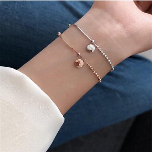 Adjustable 925 Sterling Silver Round Bead Charm Bracelet Elegant Women Fashion Jewelry Браслет sl238