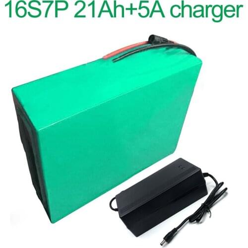 With 5A charger 60V 21Ah 16S7P 18650 Li-ion Battery electric two Three wheeled motorcycle bicycle ebike 315*140*70mm