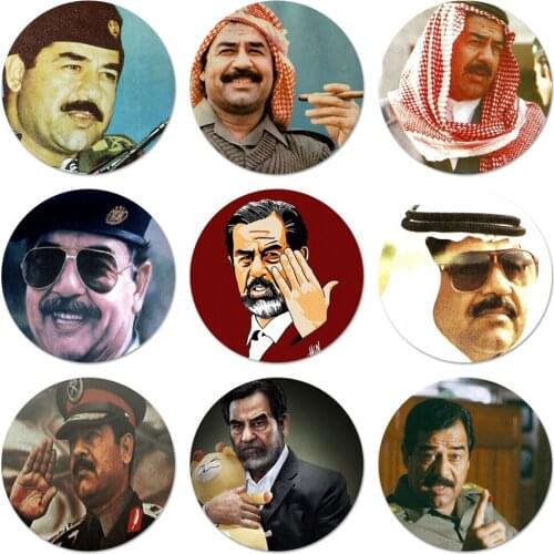 Saddam Hussein Iraq Arabic Icons Pins Badge Decoration Brooches Metal Badges For Clothes Backpack Decoration 58mm