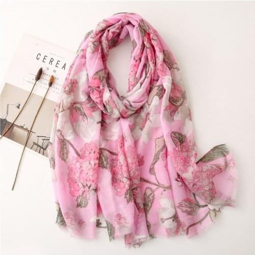 2021 New Ombre Flower Print Fringe Scarves Shawls Long Beautiful Beach Floral Muffler Wrap Hijab Free Shipping
