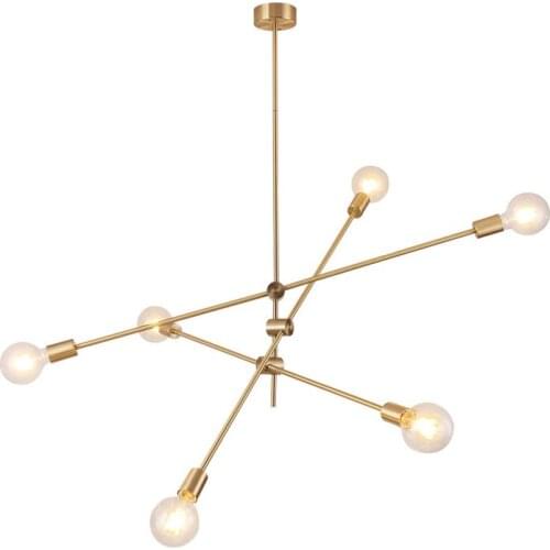 Modern Creative Designer Molecular Copper Golden Chandelier Living Room Dining Room Bedroom Bar Line Home Decor Hanging Lamps