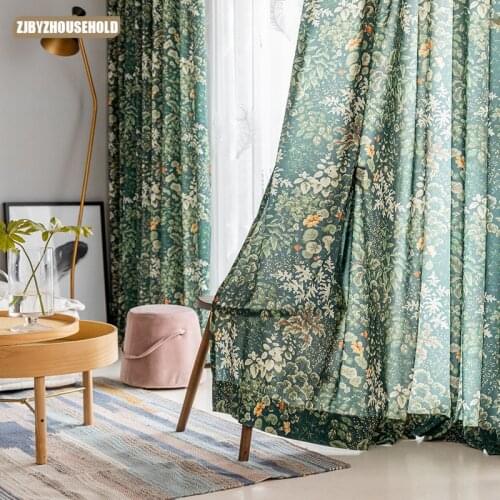 Modern Garden Minimalist Curtains Polyester Cotton Printed Curtains for Living Room Dining Room Window Curtains