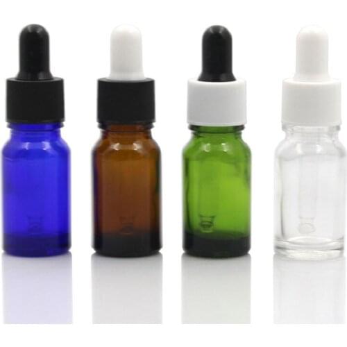 10ml Glass Dropper Bottle Essence Oil Bottle Rubber Head Sample Packaging Vial Brown Refillable Jar Cosmetic Containers Bottles