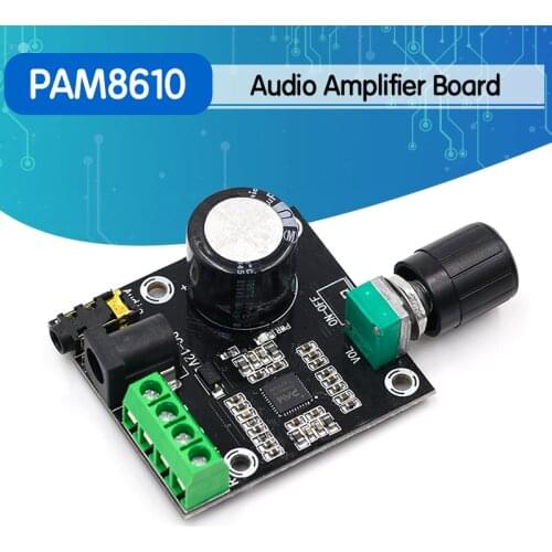 Super Slim 2 x 15W PAM8610 Class D Digital Dual Power Audio Amplifier Board 12V black