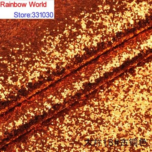 18#deep golden Thick Shiny Vinilic Sequin PU Leather fabric with paillette for DIY wedding decotate KTV hotel Garment(100*138cm)