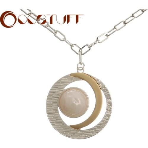 Trend 2021 Long Chains Collar Necklace Silver Color Pendant with Bead Vintage Suspension Decorative Jewelry Goth Accessories