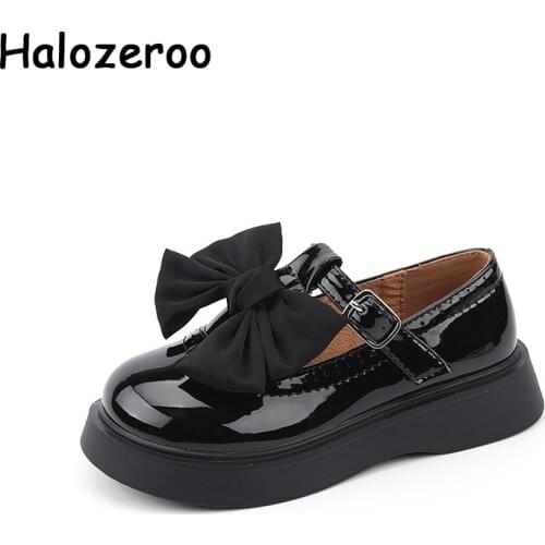 2021 Spring Baby Girls Shoes Children Bow Princess Flats Toddler Pu Leather Shoes Kids Brand Black Shoes Dress Shoes Mary Jane