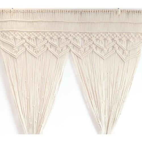 Bohemian Macrame Wall Hanging Tapestry Handmade Woven Fringe Tassels Garland Banner Doorway Window Curtain Panel Decoration