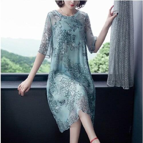 Dresses for Women 2021 Spring Summer Mulberry Silk Vintage Plus Size Print Runway Dress Elegant Bodycon Party Vestidos Y993