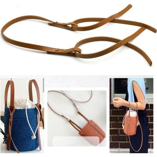 High Quality PU Leather Handbag Shoulder Handle Strap Brown Black Long Shoulder Strap for DIY Handmade Woven Bag Accessories